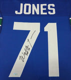 SEATTLE SEAHAWKS WALTER JONES AUTOGRAPHED FRAMED BLUE JERSEY MCS HOLO 90485