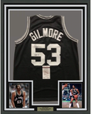 Framed Autographed/Signed Artis Gilmore HOF 11 33x42 Black Jersey JSA COA