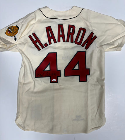 HANK AARON Signed Official Mitchell & Ness Milwaukee Braves Jersey AUTO - JSA