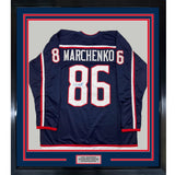 Framed Signed Kirill Marchenko 35x39 Columbus Blue Jersey JSA COA