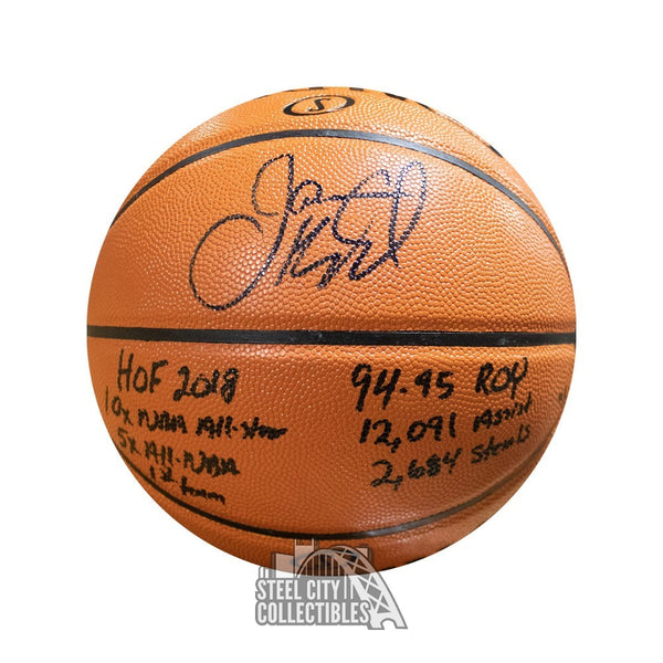 Jason Kidd Stats Autographed Spalding Basketball - Fanatics