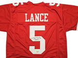SAN FRANCISCO 49ERS TREY LANCE AUTOGRAPHED RED JERSEY BECKETT BAS WITNESS 215020