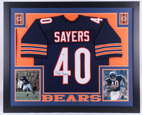 Gale Sayers Signed Bears 35" x 43" Custom Framed Jersey (Beckett) 1965 NFL ROY