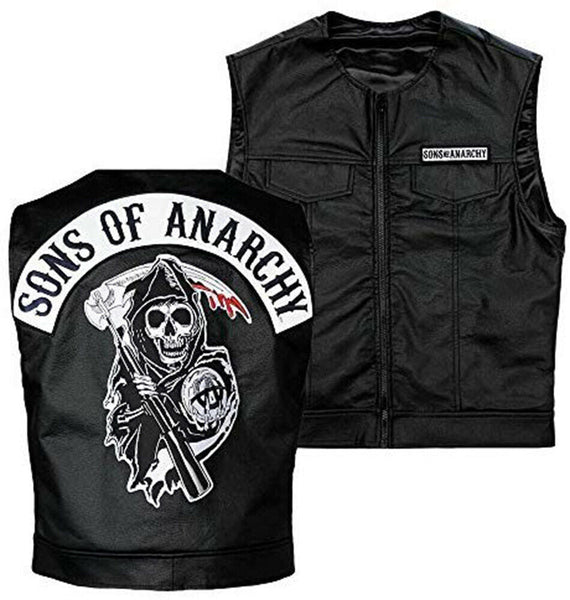Sons Of Anarchy Officially Licensed Black Biker Vest with Reaper Patch Ladies XL