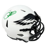Jalen Hurts Philadelphia Eagles Signed Green Ink Riddell Lunar Mini Helmet PSA