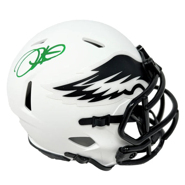 Jalen Hurts Philadelphia Eagles Signed Green Ink Riddell Lunar Mini Helmet PSA