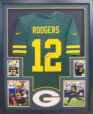 Aaron Rodgers Autographed Signed Framed Green Bay Packers Jersey FANATICS