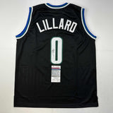 Autographed/Signed Damian Lillard Milwaukee Black Basketball Jersey JSA COA