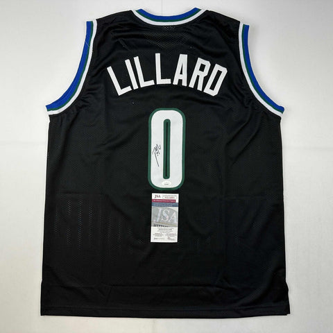 Autographed/Signed Damian Lillard Milwaukee Black Basketball Jersey JSA COA