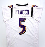Joe Flacco Autographed White Pro Style Jersey-Beckett W Hologram *Silver