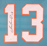 Dan Marino Miami Signed Framed Custom Teal Football Jersey JSA Hologram