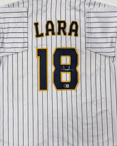 LUIS LARA Signed Custom Replica Pinstripe Brewers Jersey AUTO - BAS