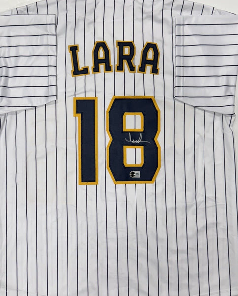 LUIS LARA Signed Custom Replica Pinstripe Brewers Jersey AUTO - BAS