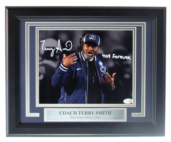 Terry Smith PSU Coach Autographed/Inscribed 8x10 Photo Framed Witness JSA 207843