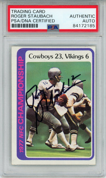 Roger Staubach Signed 1978 Topps #166 NFC Championship Card PSA Slab 43559