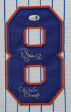 SUEDE FRAMED N.Y. METS DARRYL STRAWBERRY AUTOGRAPHED INSCRIBED JERSEY JSA COA