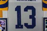 Kurt Warner Autographed/Signed Pro Style Framed White XL Jersey Beckett 40150