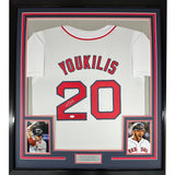 FRAMED Signed KEVIN YOUKILIS 35x39 Boston White Jersey JSA COA Auto