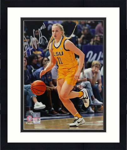 Framed Hailey Van Lith LSU Tigers Signed 8" x 10" Gold Jersey Dribbling Photo