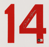 Pete Rose Signed 35x43 Framed Cincinnati Reds Jersey (Beckett) All Time Hit King