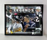 Tom Brady Ben Roethlisberger Dual Autographed 16x20 Photo LED Frame Fanatics COA