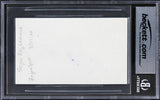 Sugar Ray Lenoard Authentic Signed 3x5 Index Card Autographed BAS Slabbed 4