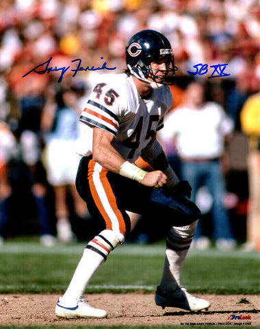 Gary Fencik Signed Chicago Bears White Jersey Action 8x10 Photo w/SB XX - SS COA