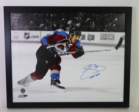 Joe Sakic Autographed Colorado Avalanche Art Piece on Canvas Frame