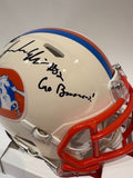 Jonah Elliss Autographed Denver Broncos Retro Mini Helmet "Go Broncos!" BAS COA
