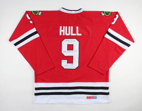 Bobby Hull Signed Chicago Blackhawks 2xInscibed "The Golden Jet & HOF 83" (PSA)