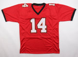 Brad Johnson Signed Tampa Bay Buccaneers Red Jersey (JSA) Super Bowl XXXVII Q.B.