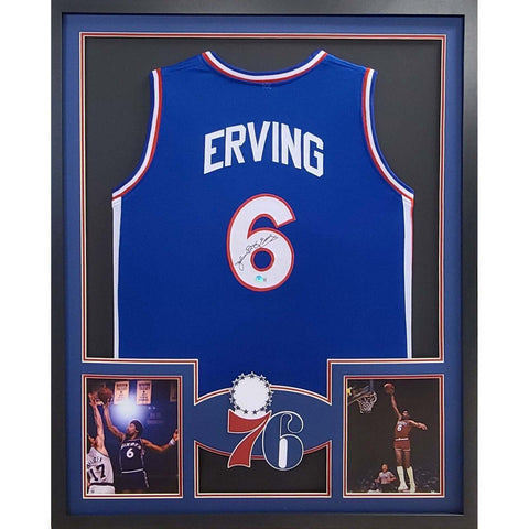 Julius Erving Autographed Signed Framed Philadelphia 76ers Jersey BECKETT BAS