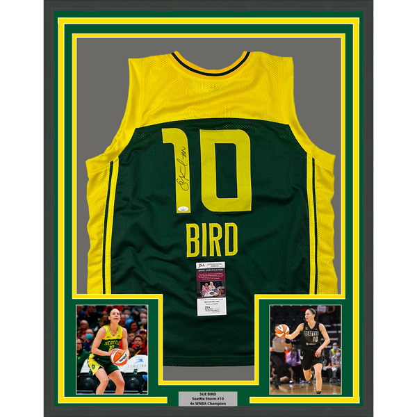 Framed Autographed/Signed Sue Bird 33x42 Seattle Green Basketball