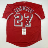 Autographed/Signed VLADIMIR VLAD GUERRERO Los Angeles LA Red Jersey JSA COA Auto