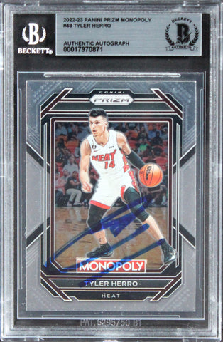 Heat Tyler Herro Signed 2022 Panini Prizm Monopoly #48 Card BAS Slabbed