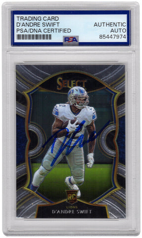 D'Andre Swift Signed Lions 2020 Panini Select RC Football Card #51 - (PSA/DNA)