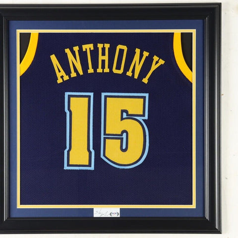 Carmelo Anthony Signed Framed Cut Display with Denver Nuggets Jersey (PSA QR)