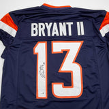 Autographed/Signed Pat Bryant II Denver Blue Pro Cut Football Jersey JSA COA