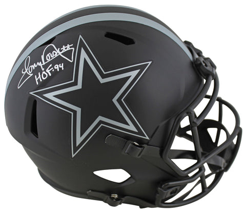 Cowboys Tony Dorsett HOF 94 Signed Eclipse F/S Speed Rep Helmet w Silver Sig BAS