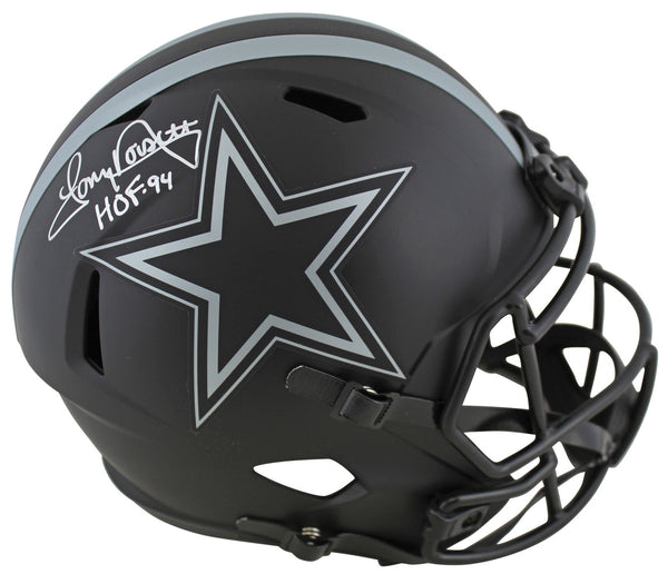 Cowboys Tony Dorsett HOF 94 Signed Eclipse F/S Speed Rep Helmet w Silver Sig BAS