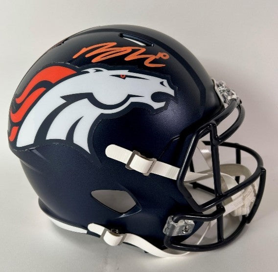 denver broncos football helmets Bo Nix Autographed Denver Broncos Navy 5280 Full Size Replica Helmet