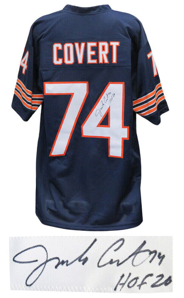 Jim Covert BEARS Signed Navy Custom Football Jersey w/HOF'20 - SCHWARTZ COA