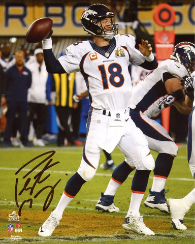 Peyton Manning Broncos Signed 8x10 SB 50 Champs Action Team Issued Photo