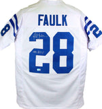 Marshall Faulk Autographed White Pro Style Jersey w/ ROY- Beckett W Hologram