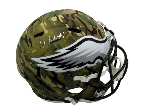 DeVonta Smith Signed Full Size Camo Replica Helmet Eagles Fanatics 177709