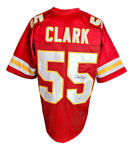 Frank Clark Kansas City Signed Red Football Jersey BAS ITP
