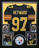 FRAMED PITTSBURGH STEELERS CAM HEYWARD AUTOGRAPHED SIGNED JERSEY BECKETT HOLO
