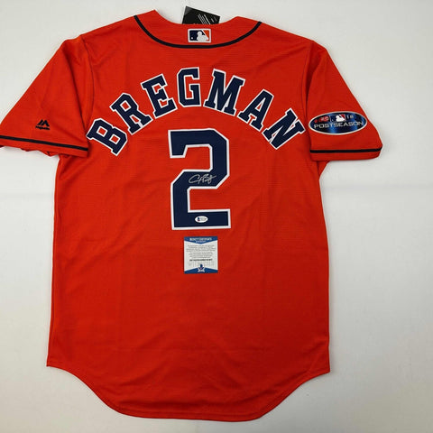 Autographed/Signed Alex Bregman Houston Astros Authentic Orange Jersey BAS COA