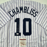 Autographed/Signed Chris Chambliss New York Pinstripe Jersey JSA COA