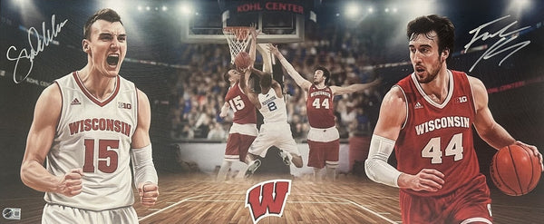 Badgers FRANK KAMINSKI SAM DEKKER Signed 13x31 Stretched Canvas Collage AUTO BAS